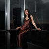 brown silk dress
