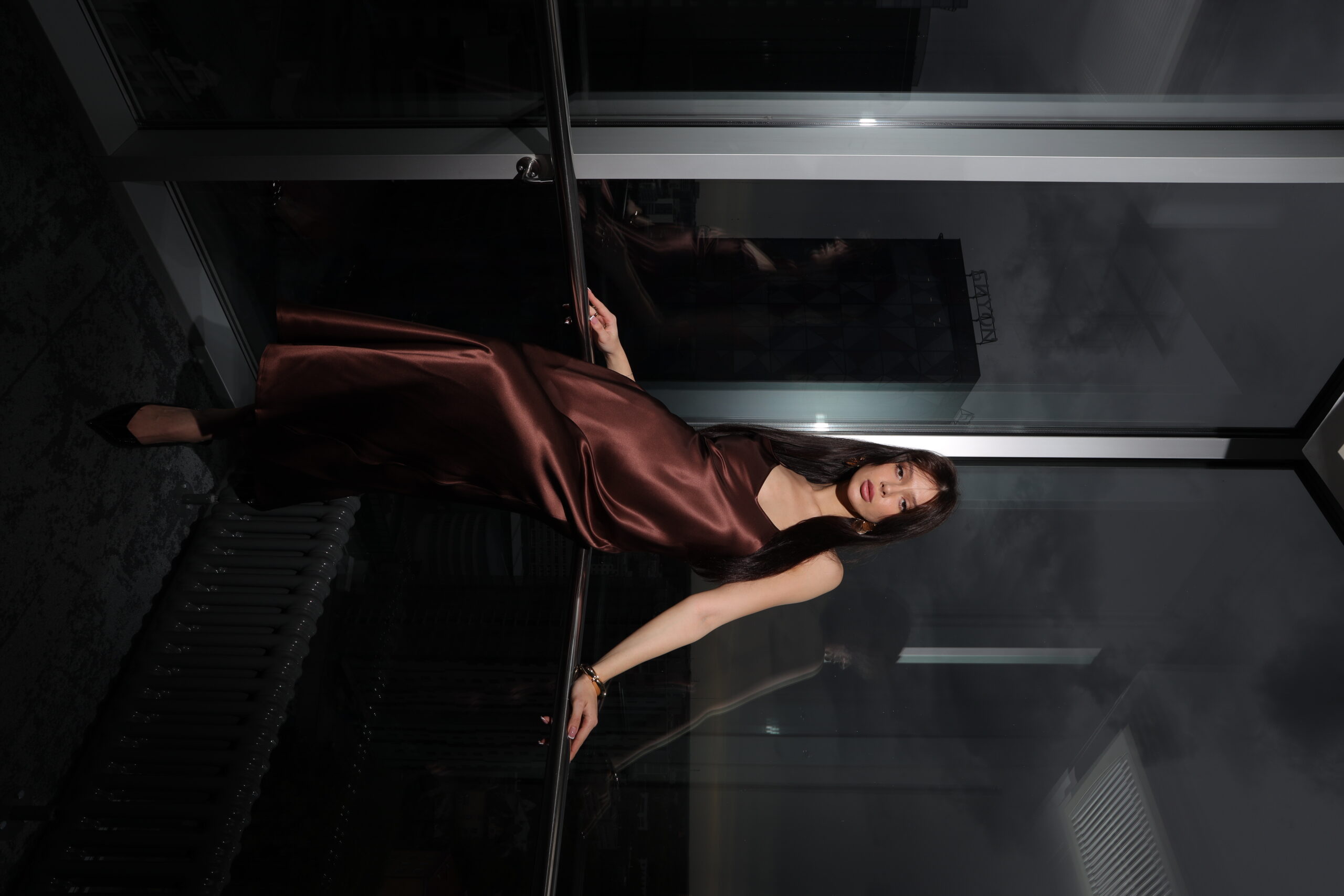 brown silk dress
